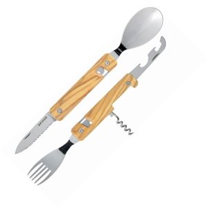 Akinod 13H25 Folding Cutlery Set - Olive Wood