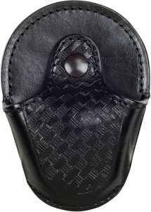 ASP Open Top Handcuff Case Black Basketweave Leather