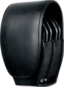 ASP Double Handcuff Case Black Leather Velcro Cover