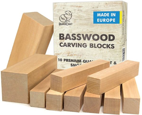 BVRBW10 BeaverCraft Basswood Carving Block Set 10-Piece