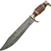 Damascus Stag Bowie Fixed Blade Knife 10.5" Damascus Steel Clip Point