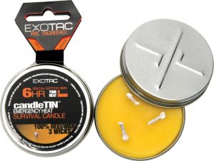 Exotac candleTIN Emergency Hot Burn Beeswax Candle