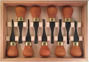 Flexcut Premium Deluxe Palm Set 9pc Carving Knife Stainless Cherry Wood