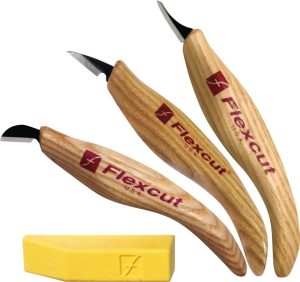 Flexcut Slim Handle Detail Knife Set 4pc High Carbon Steel Wood Carving