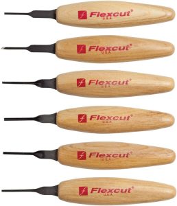 Flexcut Mixed Profile Micro Tool Set 6pc Carbon Steel Wood Handle