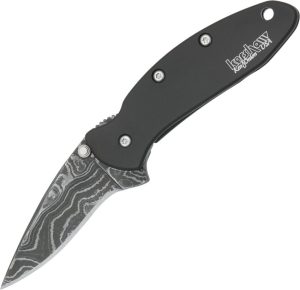 KS1600DAMBK Kershaw Chive Framelock Damascus Folding Knife Assisted Open