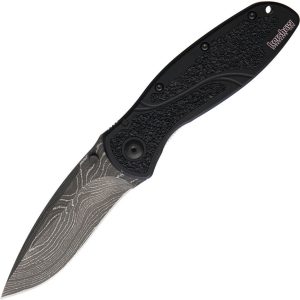 KS1670BLKDAM Kershaw Blur Linerlock Damascus Steel Folding Knife Black