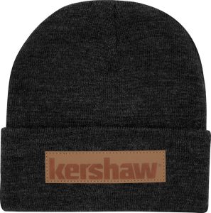 KSBEANIE Kershaw Gray Beanie With Faux Leather Patch