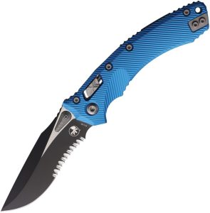 MCT18883 Microtech Amphibian 137RL Ram-Lok PS Blue Serrated