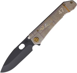 MD002DPQ01TM Medford 187 DP Framelock Tiger Folding Knife D2 Steel Titanium