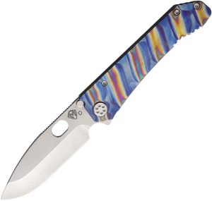 MD002DTQ03TM Medford 187 DP Framelock Tiger D2 Folding Knife Titanium