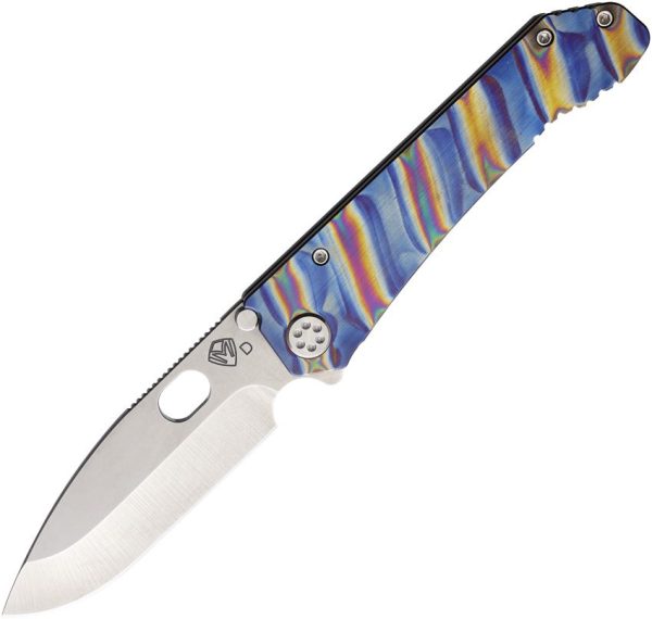 MD002DTQ03TM Medford 187 DP Framelock Tiger D2 Folding Knife Titanium