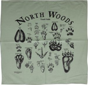 North Woods Field Guides Animal Track Bandana Green - Cotton