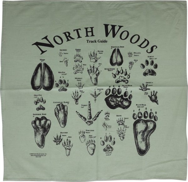 North Woods Field Guides Animal Track Bandana Green - Cotton
