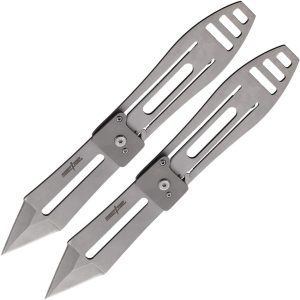 PP1292 Perfect Point Throwing Knife Set - Tumbled Stainless Pair
