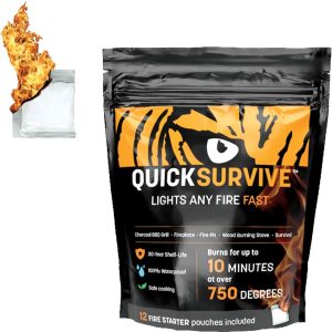 QSVQS12 QuickSurvive Fire Starter 12 Pack Waterproof Pouches