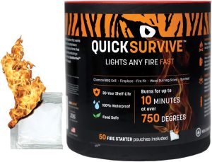 QSVQS50 QuickSurvive Fire Starter 50 Pack Waterproof Pouches