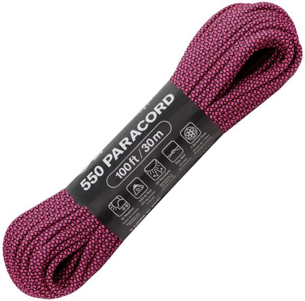 Atwood Rope MFG 550 Paracord Diamond Hot Pink 100ft