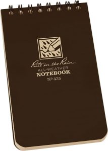 RITR435 Rite in the Rain Top Spiral Notebook 3x5 Brown - 100 Pages