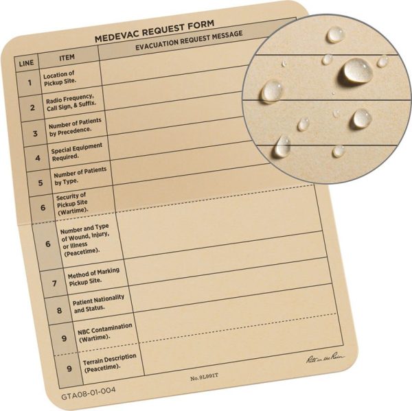 Rite in the Rain Medevac Card Tan - Pack of 50