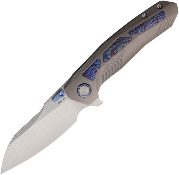 REMETTE Kestrel Framelock S35VN Folding Knife Timascus Gray