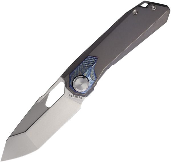 REMETTE Peregrine Falcon Button Liner Folding Knife Gray Titanium