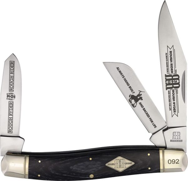 Rough Rider 30th Anniversary Stockman 8" Folding Knife Black Pakkawood