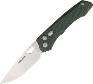 Real Steel Griffin Pro Button Lock Folding Knife Green Micarta