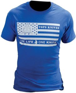 TPTSFLAGBLUM TOPS One Life One Knife Flag Logo T-Shirt Blue Medium