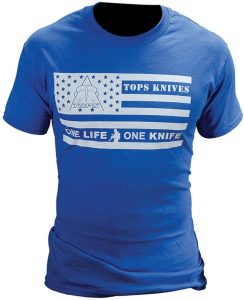 TPTSFLAGBLUXL TOPS One Life One Knife Flag Logo T-Shirt Blue XL
