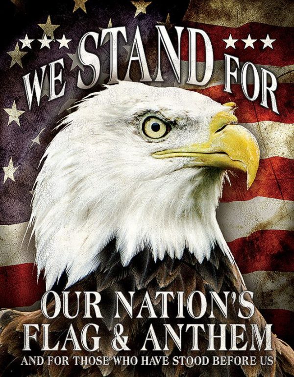 Tin Signs We Stand For Patriotic Metal Sign 16x12.5in