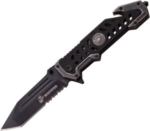 USMC Marines Linerlock A/O Tanto - Black