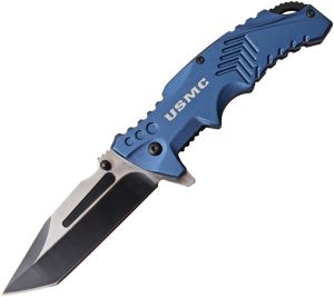 USMC Linerlock A/O Tanto Blue Aluminum