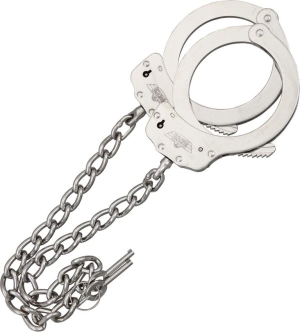 Uzi Leg Cuffs Polished Nickel Steel - Double Security Lock