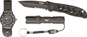 UZISFS1 UZI Special Forces Gift Set - LED Flashlight & Linerlock