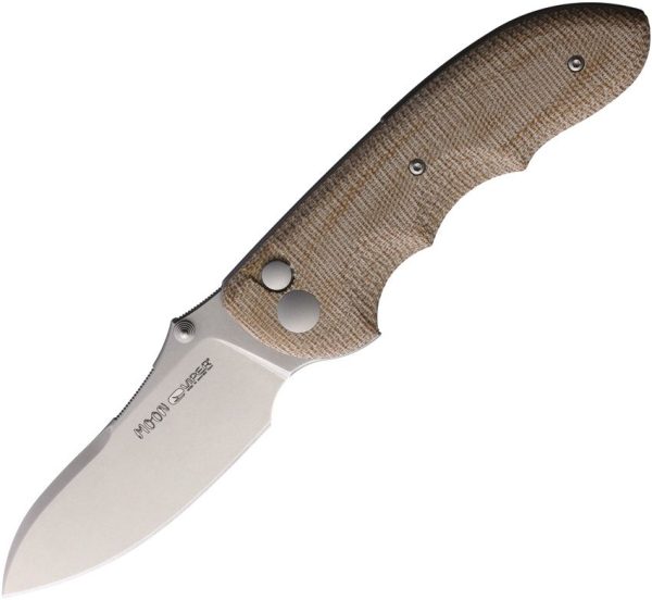 Viper Moon Button Lock Natural Canvas Micarta Folding Knife