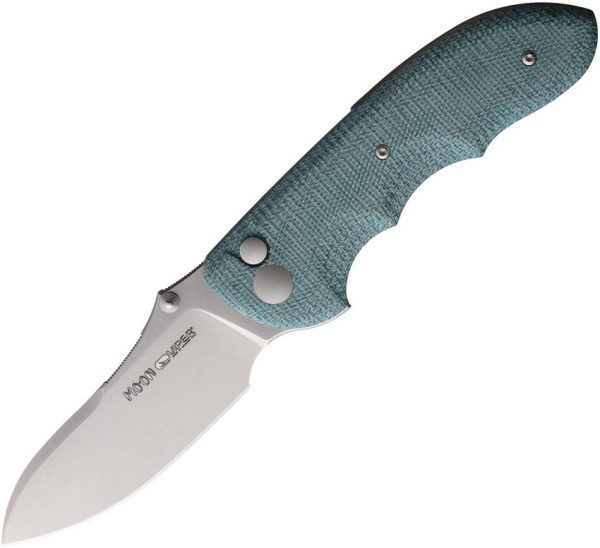 Viper Moon Button Lock Green Canvas Folding Knife MagnaCut