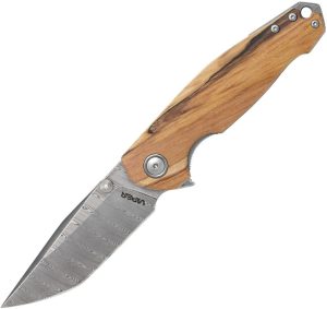 Viper Katla Linerlock Damascus Poplar Wood Knife