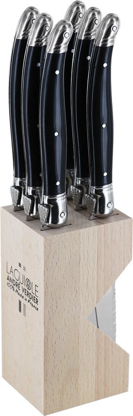 Andre Verdier Laguiole 706NBBP Steak Knife Set Black 6pc