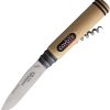 Andre Verdier Coyote Folding Knife 3.25" Satin Stainless Blade Beech Wood with Corkscrew