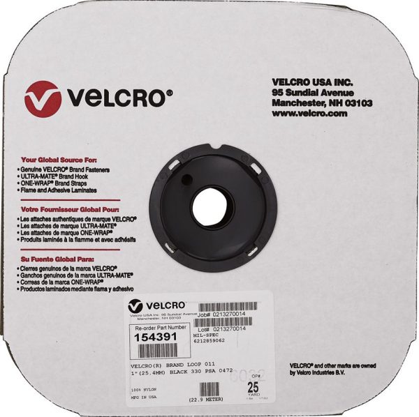 VLC154391 Velcro Mil-Spec Loop Adhesive 1 inch Black 25 yards