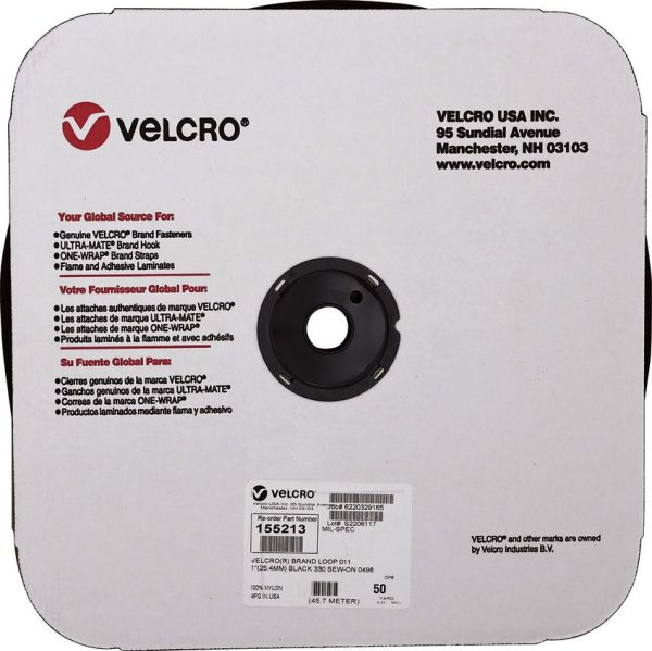 VLC155213 Velcro Mil-Spec Loop Sew-On 1 inch Black 50 yards