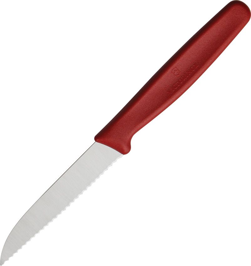 Victorinox 3.25" Serrated Sheepsfoot Paring Knife Red Handle