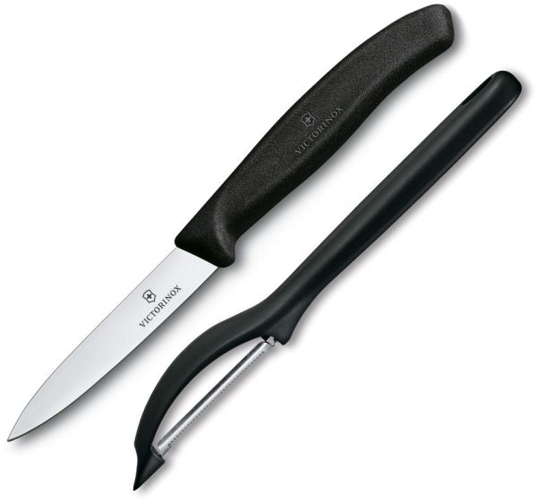 VN76075X8 Victorinox Pairing Knife Peeler Combo Black