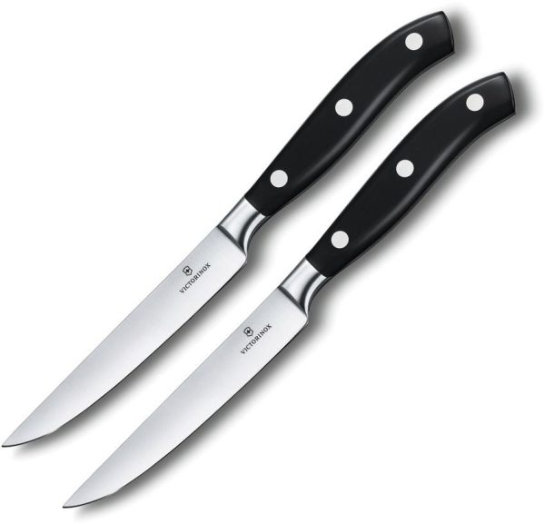 Victorinox Steak Knife Set 2pc - Black POM Satin Blade