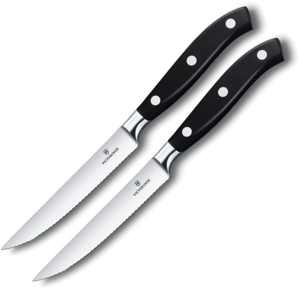 Victorinox Steak Knife Set 2pc - Black POM Serrated Blade