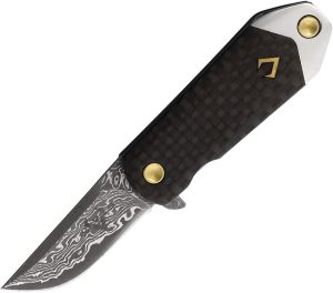 VNI03071 V Nives KillaBite Damascus Framelock - Carbon Fiber