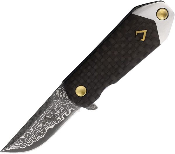 V Nives KillaBite Damascus Framelock - Carbon Fiber