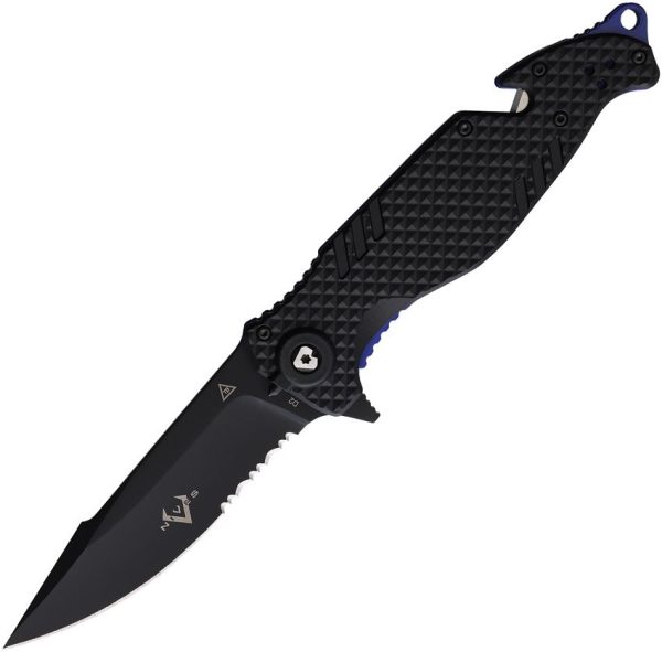 V Nives Trail Blazer Linerlock Folding Knife D2 Steel Black