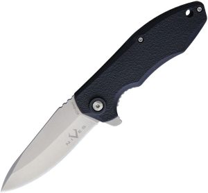 V Nives Scuff Linerlock Folding Knife - Black FRN